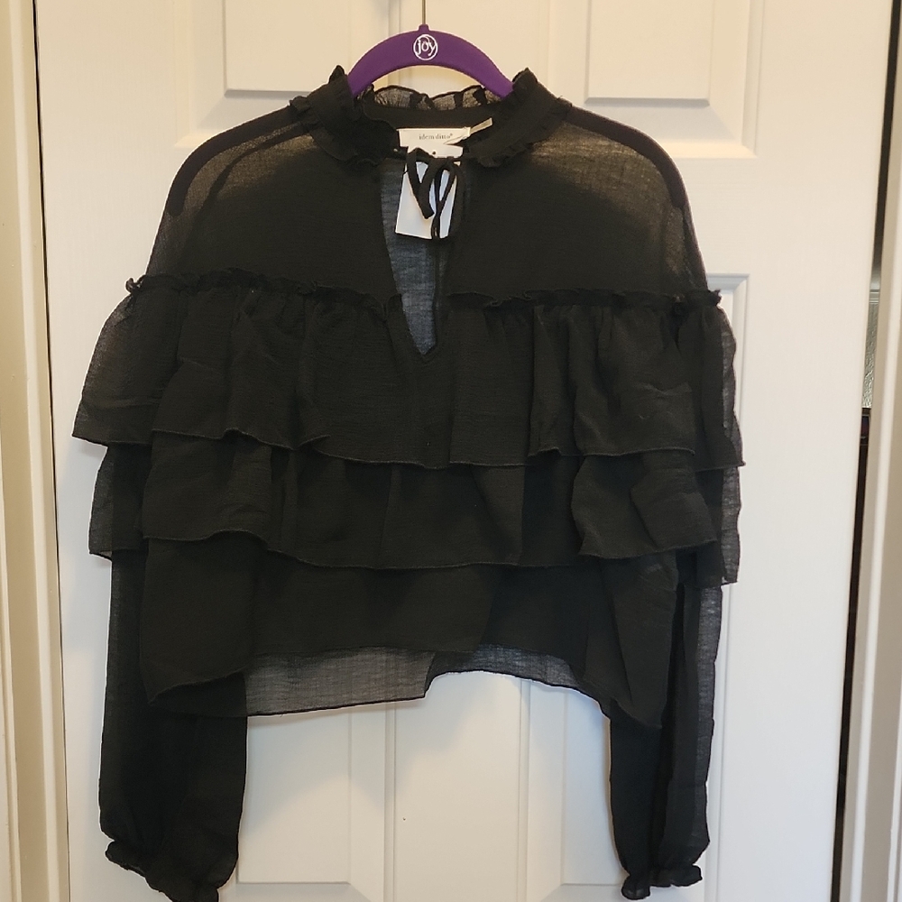 Elegant Black Layered Blouse sz Large